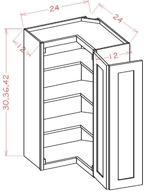 AOM-WER2430 Oxford Mist Assembled 24x30 Wall Square Corner Cabinet