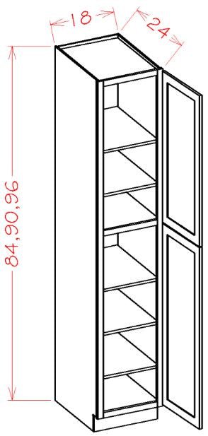 ASD-U188424 Highland Dove Grey Assembled 18x84 Pantry Cabinet