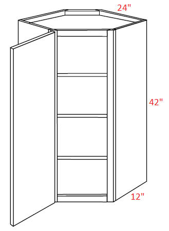 AL10-CW2442 Luxor White RTA 24x42 Wall Diagonal Corner Cabinet