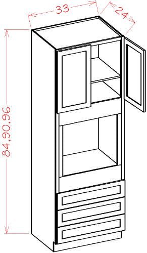 ASW-O339624 Highland White Assembled 33x96 Oven Cabinet