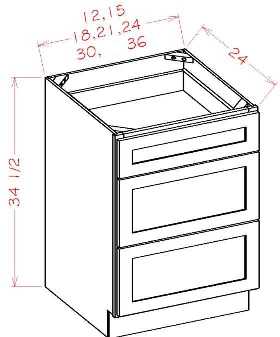 ASEO-3DB18 Haven Ember Assembled 18" Drawer Base Cabinet