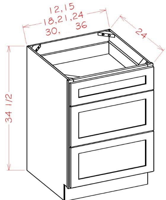 AKEL-DB18 Essex Lunar Assembled 18" Drawer Base Cabinet