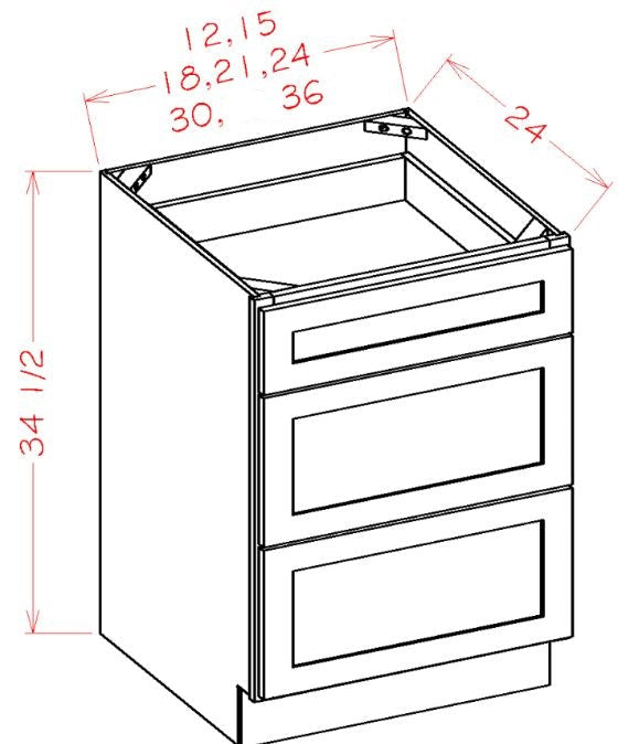 KED-DB36 Essex Driftwood RTA 36" Drawer Base Cabinet
