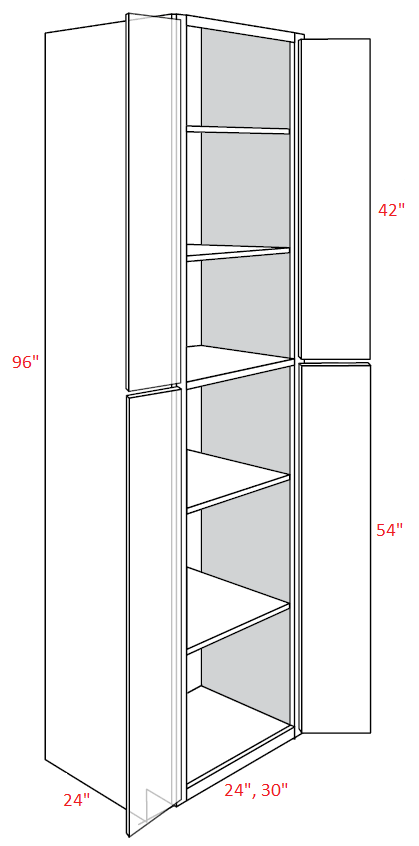 EB27-UC2424X96 Elegant Ocean Assembled 24x96 Pantry Cabinet