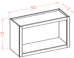 ASG-WOC3018 Highland Grey Assembled Open Wall Cabinet
