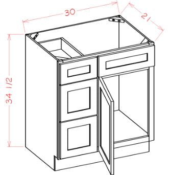 AOW-V3021DL Oxford White Assembled Vanity Sink Base cabinet