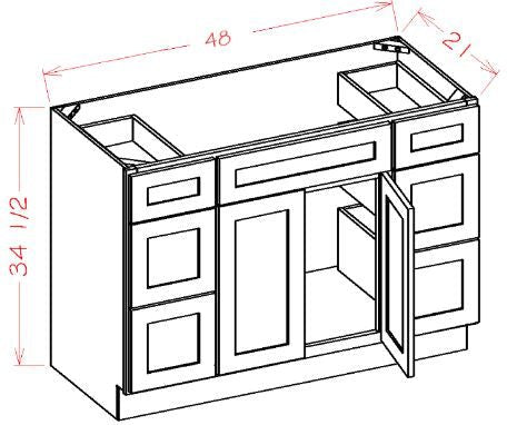 ASEO-VDDB48 Haven Ember Assembled Vanity Sink Base cabinet