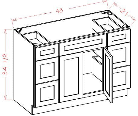 ASW-VDDB48 Highland White Assembled Vanity Sink Base cabinet