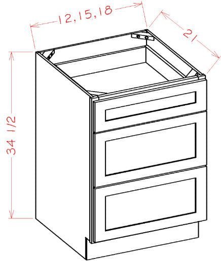 AOM-3VDB18 Oxford Mist Assembled Vanity Drawer Base cabinet