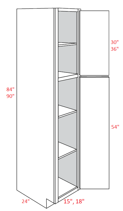 EB27-UC1524X84 Elegant Ocean Assembled 15x84 Pantry Cabinet