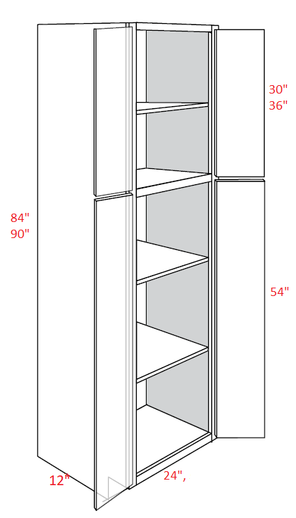 EB22-UC2412X90 Elegant Dove Assembled 24x90x12 Pantry Cabinet