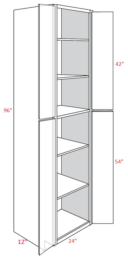 EB22-UC2412X96 Elegant Dove Assembled 24x96x12 Pantry Cabinet