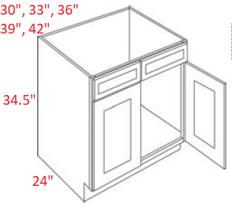 EB22-SB36 Elegant Dove Assembled 36" Sink Base Cabinet