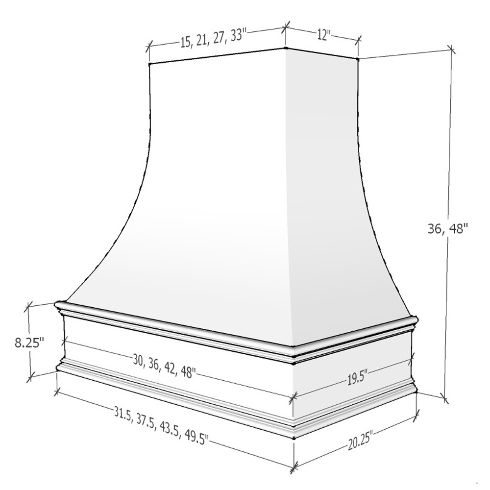 Asheville Hood - Curved Classic Molding Smooth Wood Hood