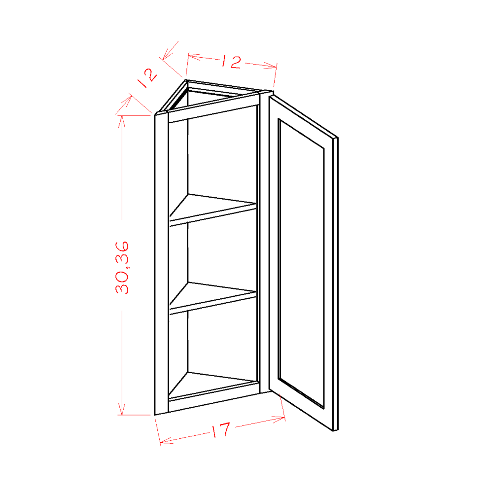 AAIR-AW30 Amesbury Ivory Shaker Assembled Angle Wall Cabinet