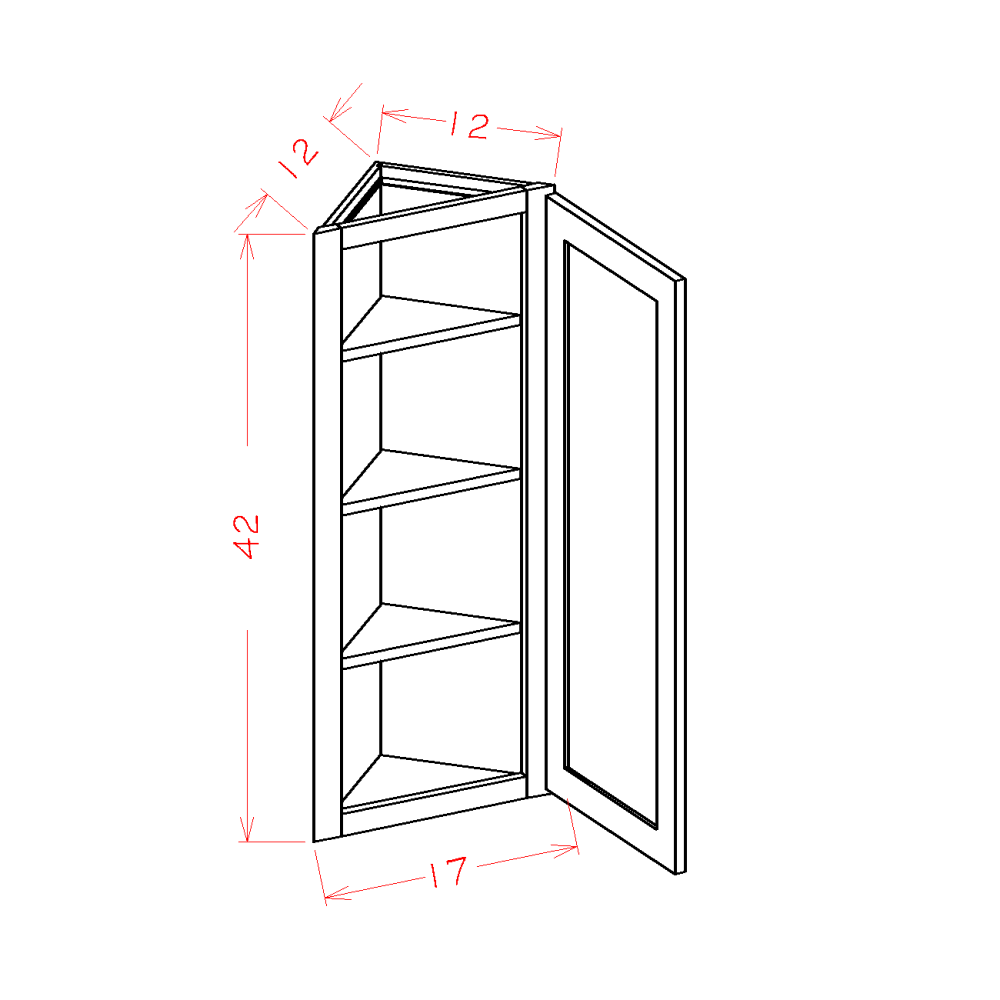 AWR-AW42 Amesbury White Shaker RTA Angle Wall Cabinet