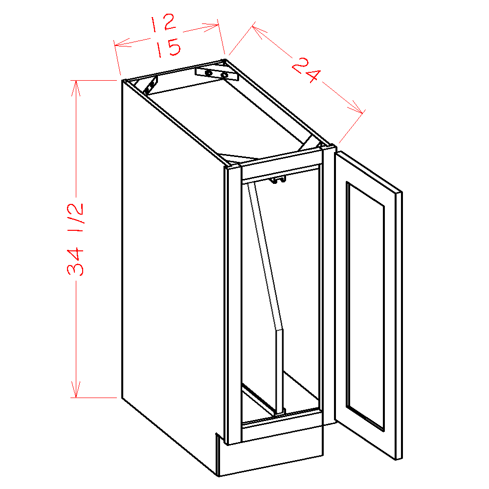 ASEO-B15FHTD Haven Ember Assembled 15" Base Cabinet With Tray Divider