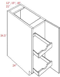 BMM650-B15-POS2-FH Broadway Almond Assembled 15" Base Cabinet With Roll Outs