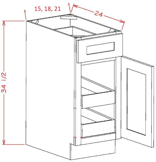 JCS-B18ROTX2 Horizon Cream RTA 18" Base Cabinet With Roll Outs