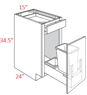AAIR-B15SFTTR-DMK Amesbury Ivory Shaker Assembled 15" Soft Close Trash Base Cabinet