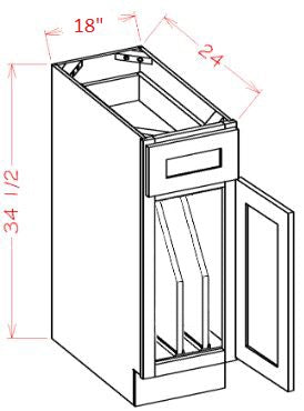 ASD-B18TD Highland Dove Grey Assembled 18" Base Cabinet With Tray Divider