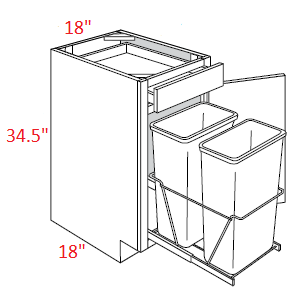 AAIR-B18TR Amesbury Ivory Shaker Assembled 18" Trash Base Cabinet