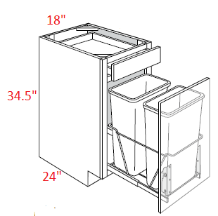 AAIR-B18TR-DMK Amesbury Ivory Shaker Assembled 18" Trash Base Cabinet With Door Mount Kit