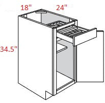 AAIR-B18TTCD18 Amesbury Ivory Shaker Assembled 18" Base With 2-Tier Cutlery Drawer