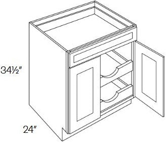 SB10-B24-POS2 Sydney White Assembled 24" Base Cabinet With Roll Outs