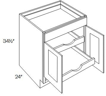 AL03-B27-POS2 Luxor Misty Grey Assembled 27" Base Cabinet With Roll Outs