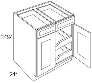 EB10-B30-POS2 Elegant White Assembled 30" Base Cabinet With Roll Outs