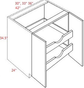 BMM603-B33-POS2-FH Broadway Cobalt Assembled 33" Base Cabinet With Roll Outs