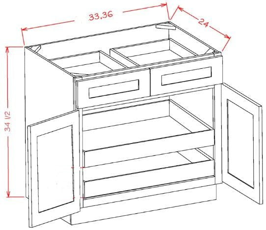 JCS-B36ROTX2 Horizon Cream RTA 36" Base Cabinet With Roll Outs