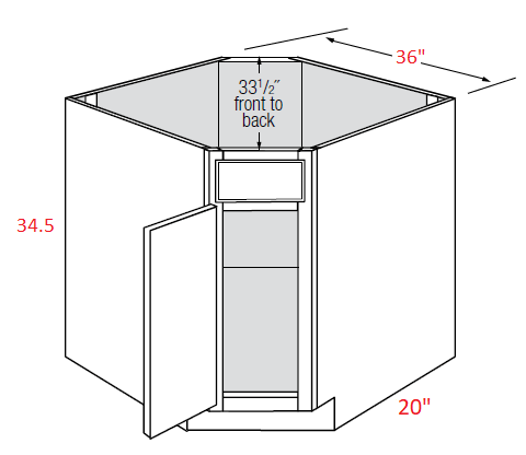 EB22-CSB36 Elegant Dove Assembled 36" Corner Sink Base Cabinet