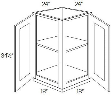 EB10-BEC24 Elegant White Assembled 24" Angle Base Cabinet