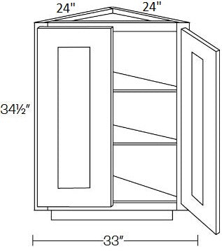 NB107-BECS24 Newport Evergreen Assembled 24" Angle Base Cabinet