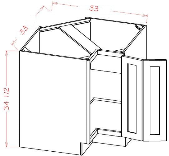 ASG-BER33 Highland Grey Assembled 33" Easy Reach Corner Cabinet