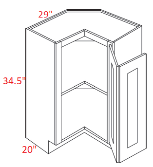 EB02-BSQC33 Elegant Smokey Gray Assembled 33" Easy Reach Corner Cabinet