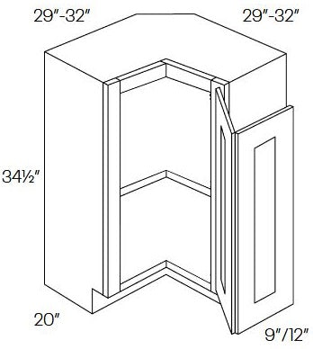 NB10-BSQC33 Newport White Assembled 33" Easy Reach Corner Cabinet