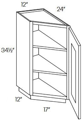 SB10-BTC2412R Sydney White Assembled 12" Angle Base Cabinet