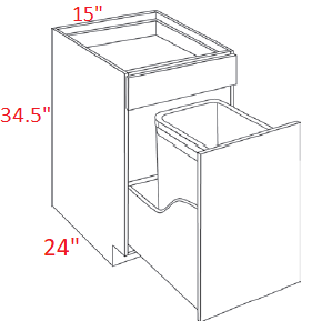 M41-BWBK15 Polar Grey Assembled 15" Trash Base Cabinet