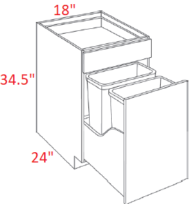 M41-BWBK21-FH Polar Grey Assembled 21" Trash Base Cabinet