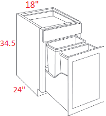 AL03-BWBK18 Luxor Misty Grey RTA 18" Trash Base Cabinet