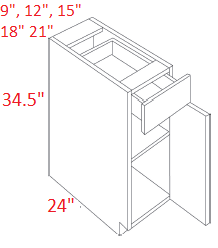 VBM10-B12 Versailles White Assembled 12" Base Cabinet