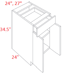 M41-B24 Polar Grey Assembled 24" Base Cabinet