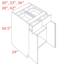 M41-B36 Polar Grey Assembled 36" Base Cabinet