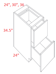 BMM654-DB24-2 Broadway Driftwood Assembled 24" Drawer Base Cabinet