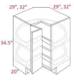 MPM401-CAR36 Polar Grey Assembled 36" Corner Base Cabinet