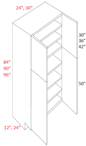 BMM655-UC3024X96 Broadway Beach Assembled 30x96 Pantry Cabinet