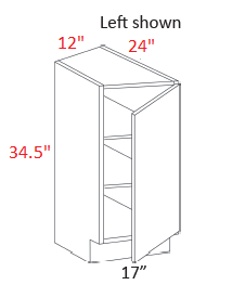 M43-BTC2412L Milano Seaside Assembled 12" Angle Base Cabinet